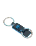 Schlüsselanhänger aus Leder mit zwei Ringen, blau