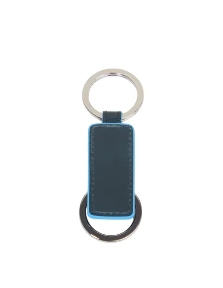 Schlüsselanhänger aus Leder mit zwei Ringen, blau