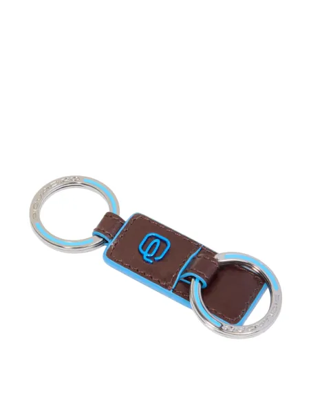 Portachiavi in pelle a due anelli Piquadro, mogano