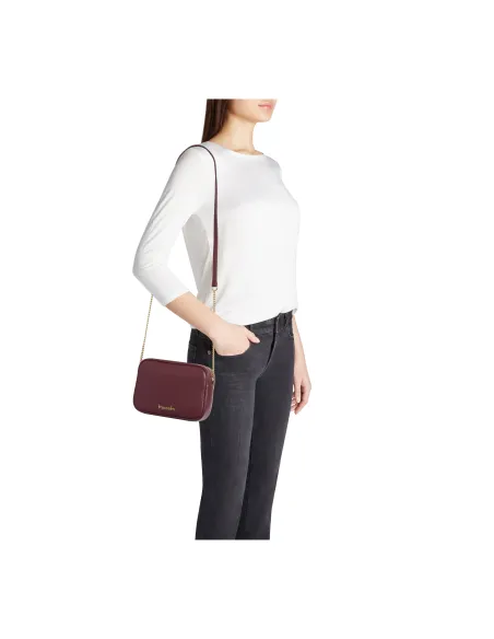 Jinny Leder-Umhängetasche Braccialini, Minimalistisches Design, bordeaux