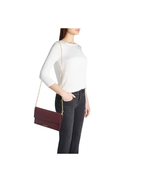 Braccialini Jinny Leather Clutch bag, Versatile Elegance, bordeaux