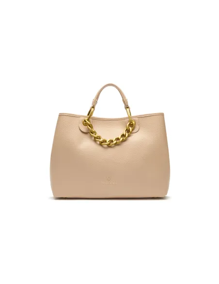 Borsa donna con accessorio in catena Bracciali Beth Jewels, beige