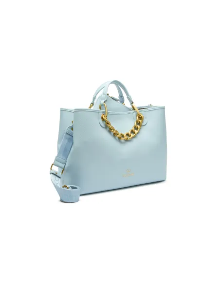 Borsa donna con accessorio in catena Bracciali Beth Jewels, celeste