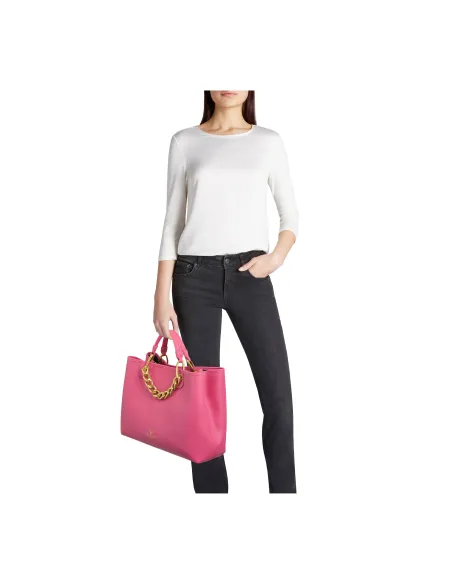 Borsa donna con accessorio in catena Bracciali Beth Jewels, fucsia