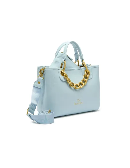 Borsa media con accesorio in catena Braccialini Beth Jewels, celeste