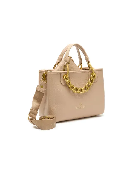 Borsa media con accesorio in catena Braccialini Beth Jewels, beige