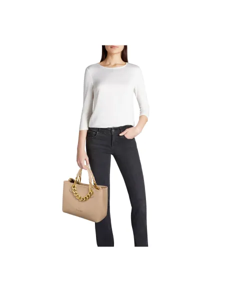 Borsa media con accesorio in catena Braccialini Beth Jewels, beige