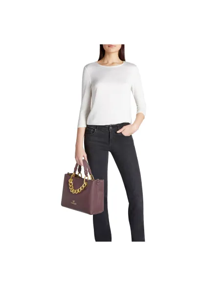 Borsa media con accesorio in catena Braccialini Beth Jewels, bordeaux