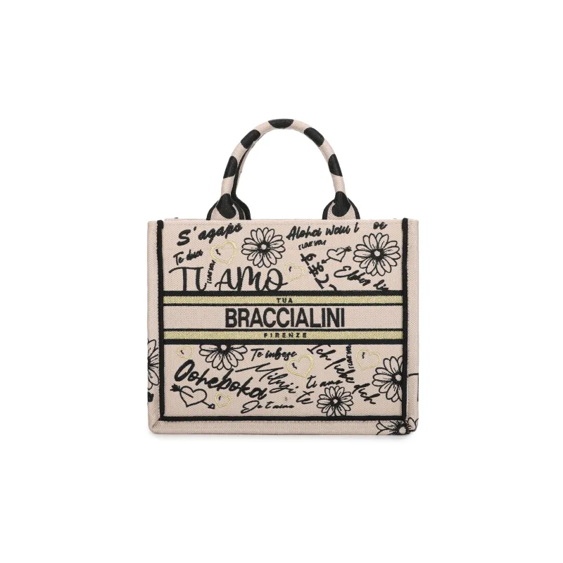 Braccialini Queen Handbag, Romantic Embroidery & Italian...