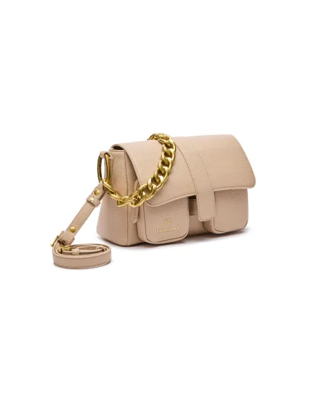 Braccialini Jinny Jewels Schultertasche, Kompakte Eleganz & Gold-Details, sand