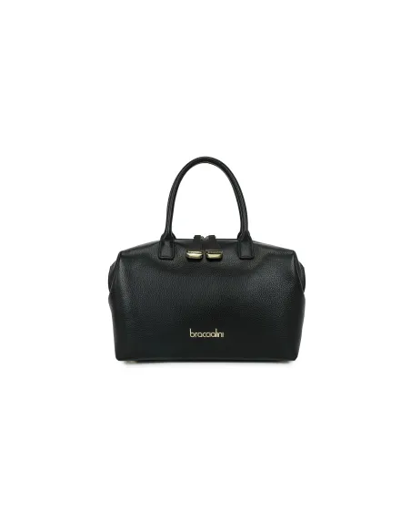 Braccialini Sara Leather Bowler Bag, Minimal Elegance, black