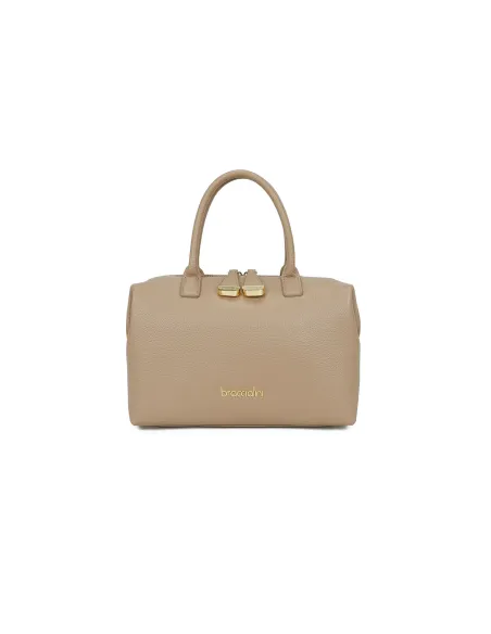 Braccialini Sara Leather Bowler Bag, Minimal Elegance, sand