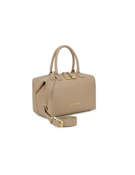 Braccialini Sara Leather Bowler Bag, Minimal Elegance, sand