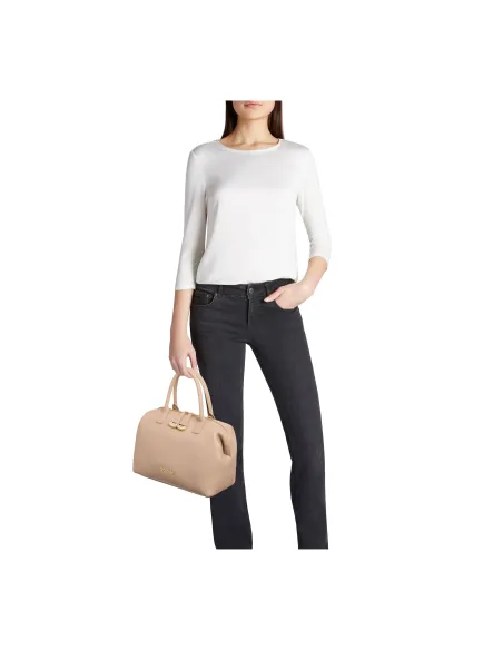 Braccialini Sara Leather Bowler Bag, Minimal Elegance, sand