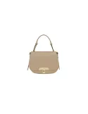 Braccialini Michelle Leather Handbag, Gold Clasp & Timeless Elegance, taupe