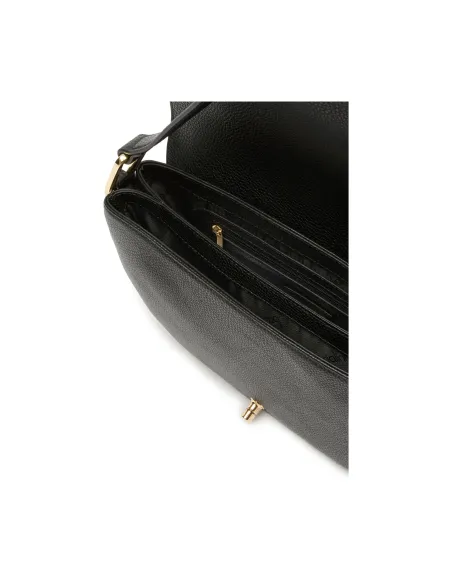 Braccialini Michelle Leather Shoulder Bag, Gold Clasp & Elegant Design, black