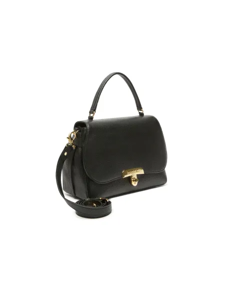Braccialini Michelle Handtasche, Leder & Goldverschluss, schwarz