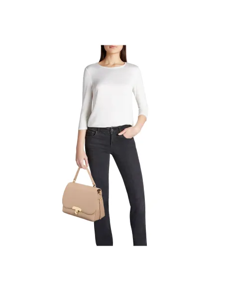 Braccialini Michelle Handtasche, Leder & Goldverschluss, taupe