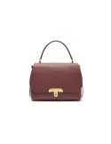 Braccialini Michelle Leather Handbag,Gold Clasp & Minimal Elegance, bordeaux