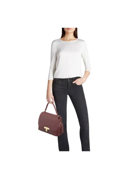 Braccialini Michelle Handtasche, Leder & Goldverschluss, bordeaux