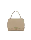 Braccialini Michelle Handtasche, Leder & Goldverschluss, taupe