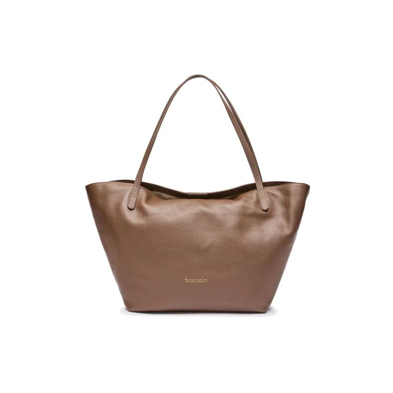 Braccialini Ariel Shopper Tasche aus Leder, braun