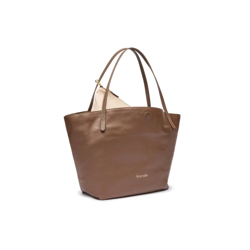 Braccialini Ariel Shopper Tasche aus Leder, braun 2