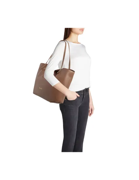 Braccialini Ariel Shopping Bag in soft leather, brown