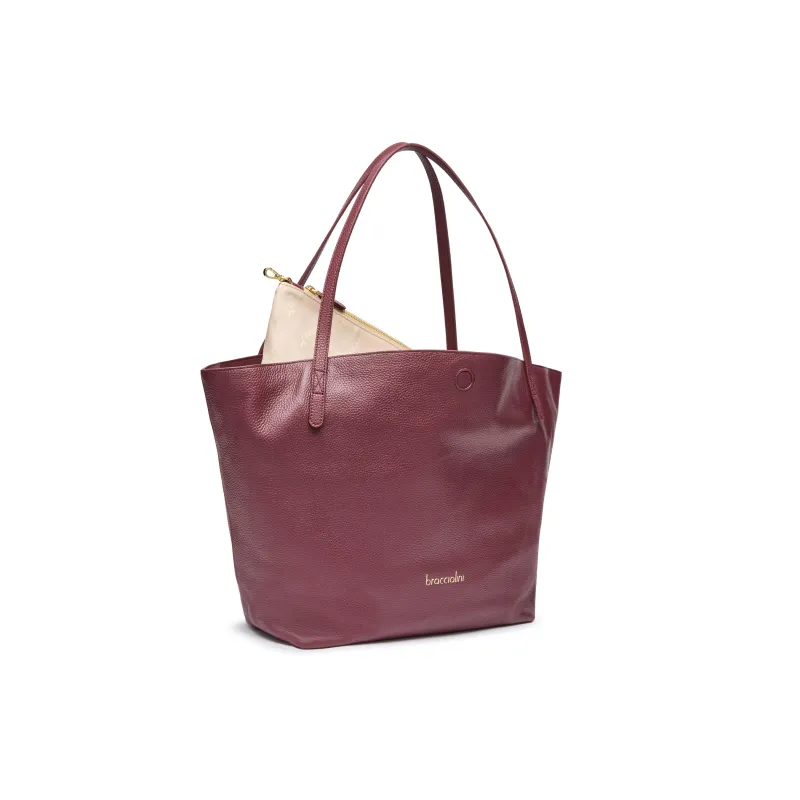 Braccialini Ariel Shopper Tasche aus Leder, bordeaux 2