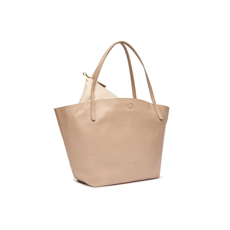 Braccialini Ariel Shopping Bag in soft leather, sand 2