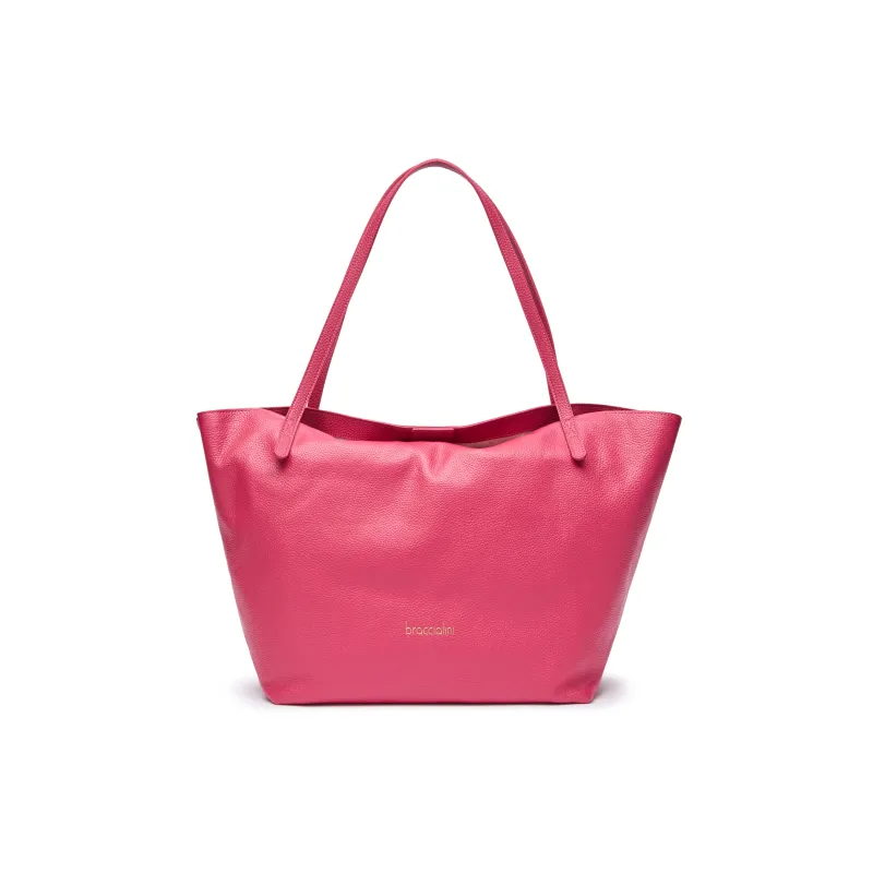 Braccialini Ariel Shopper Tasche aus Leder, fuchsia