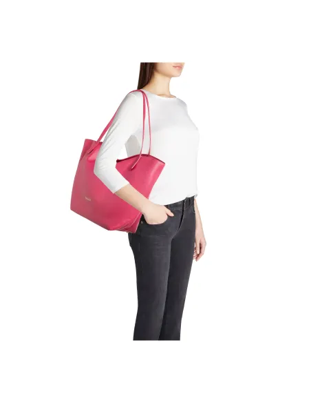 Braccialini Ariel Shopping Bag in soft leather, fuchsia