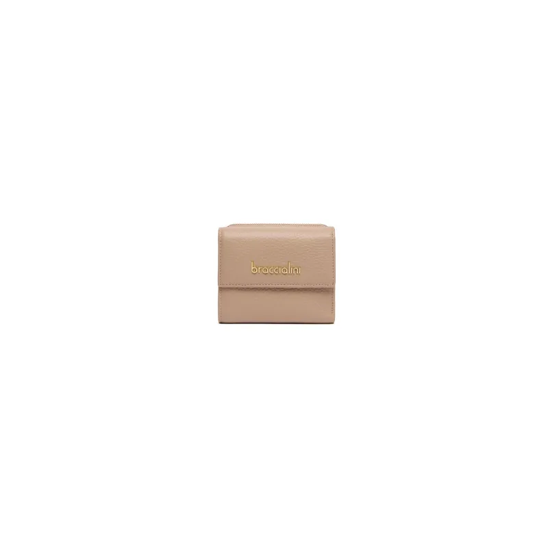 Basic Small leather Wallet Braccialini, taupe
