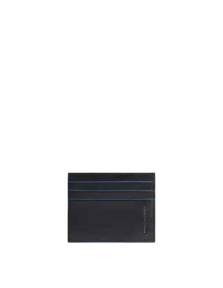 Piquadro Blue Square Men's Leather Card Holder, black