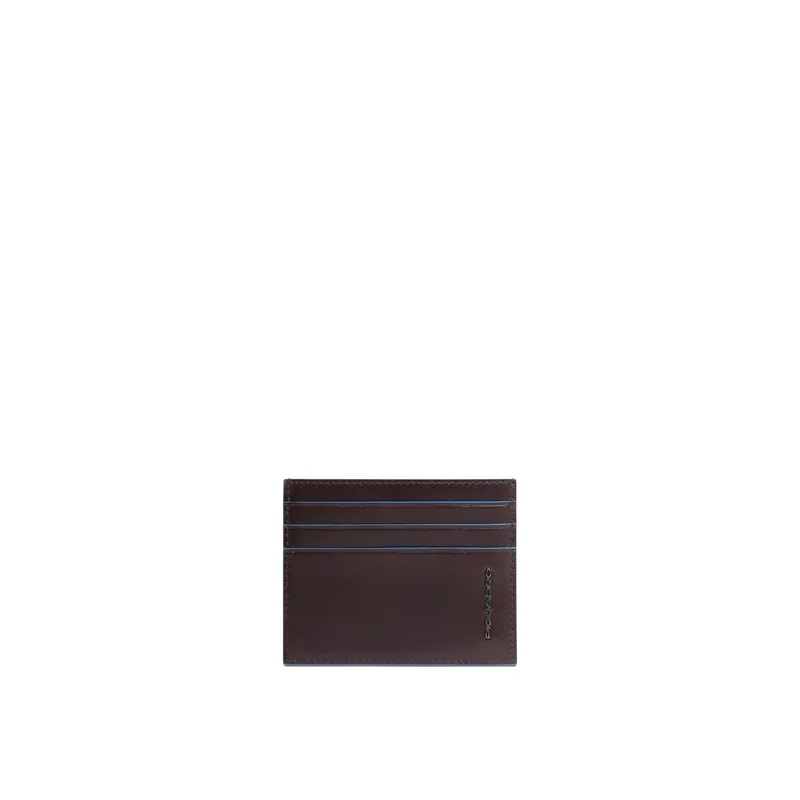 Piquadro Blue Square Men's Leather Card Holder, dark brown