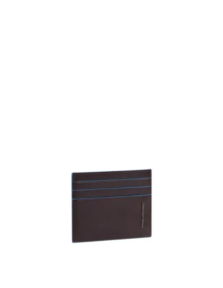 Piquadro Blue Square Men's Leather Card Holder, dark brown
