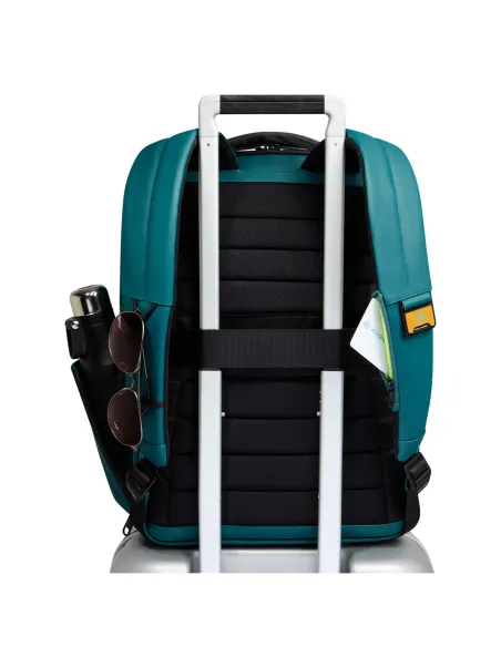 Piquadro Corner Travel Backpack  15.6" Laptop Expandable & Water-Resistant, teal