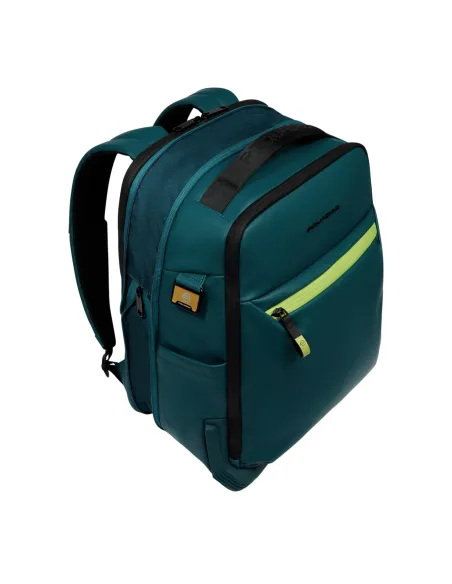 Piquadro Corner Travel Backpack  15.6" Laptop Expandable & Water-Resistant, teal