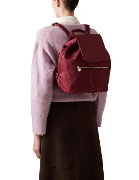Borbonese Damenrucksack mit Klappe, merlot