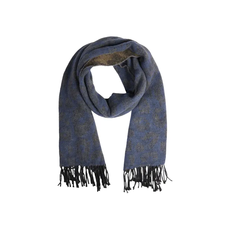 Damenschal mit Animal-Print und Fransen Piquadro, blau 2