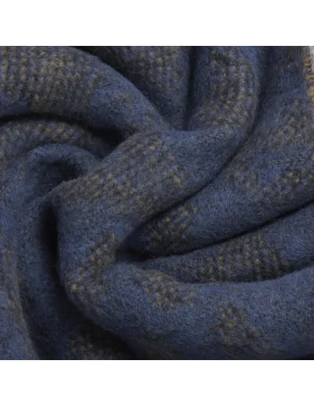 Piquadro women's scarf with animal print and fringes, blue