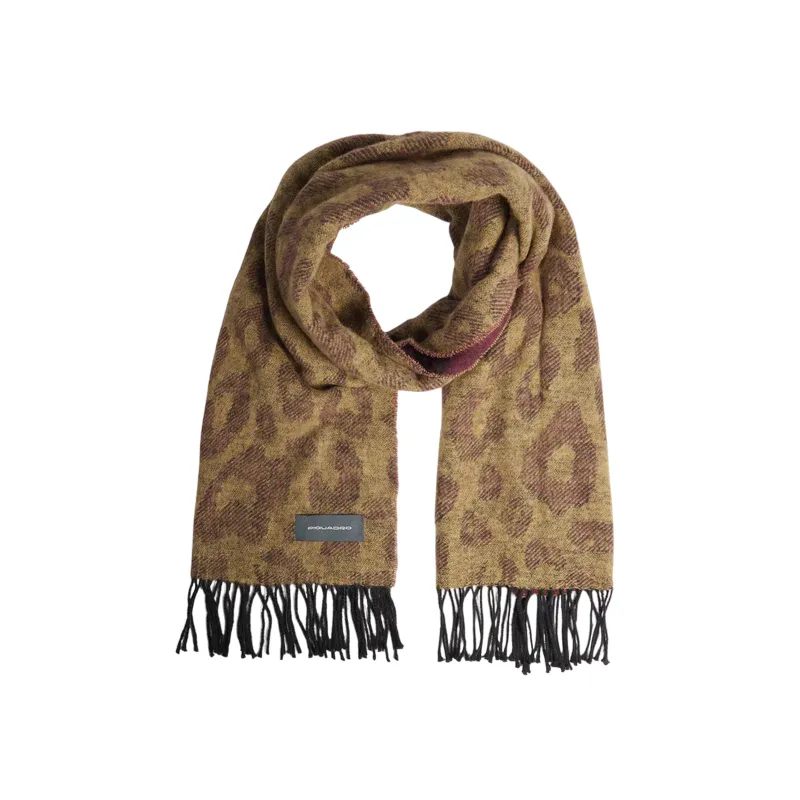 Sciarpa donna con frange Piquadro, cuoio-bordeaux 2