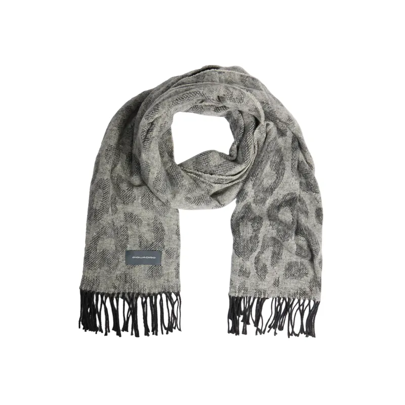 Damenschal mit Animal-Print und Fransen Piquadro, grau 2