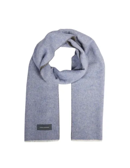 Piquadro double-face men's scarf, light blue-brown