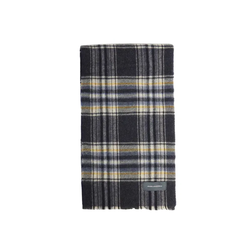 Piquadro men's scarf with madras check pattern, blue