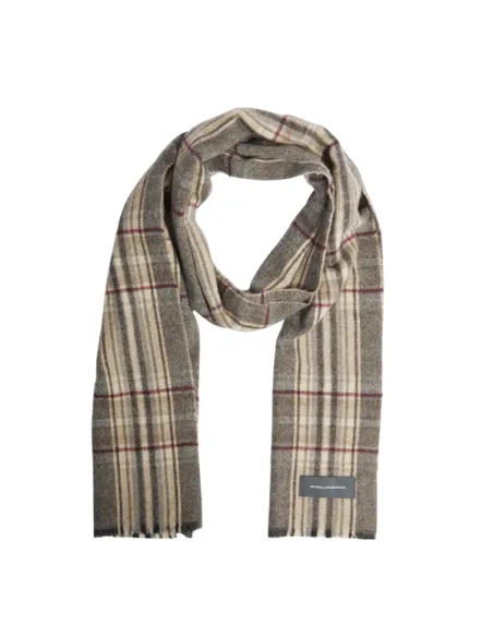 Piquadro men's scarf with madras check pattern, brown