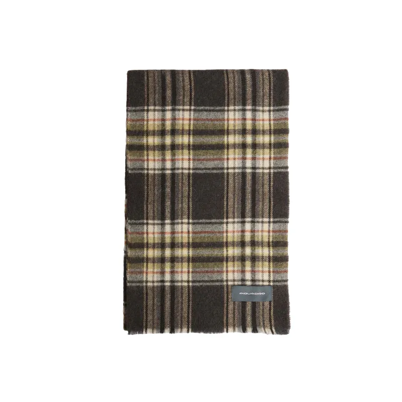 Sciarpa uomo con motivo madras check Piquadro, marrone scuro