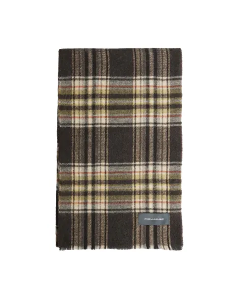 Sciarpa uomo con motivo madras check Piquadro, marrone scuro