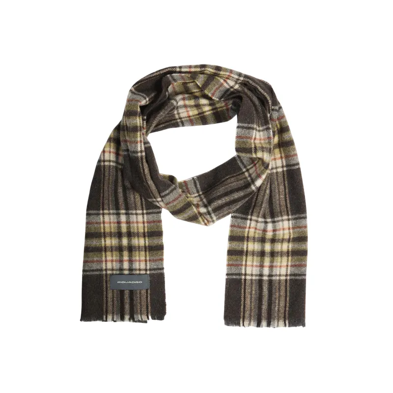 Piquadro men's scarf with madras check pattern, dark brown 2