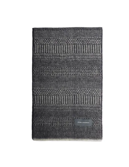 Sciarpa uomo in pura lana Piquadro, blu-grigio